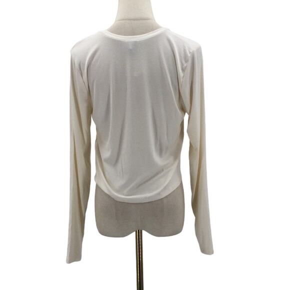 WILD FABLE XXL 2x plus cream crew long sleeve ribbed crop top shirt NWT B112 - Picture 2 of 7